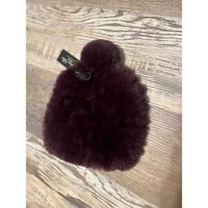 Marcus Adler Faux Fur Pom Pom Beanie Hat Burgundy